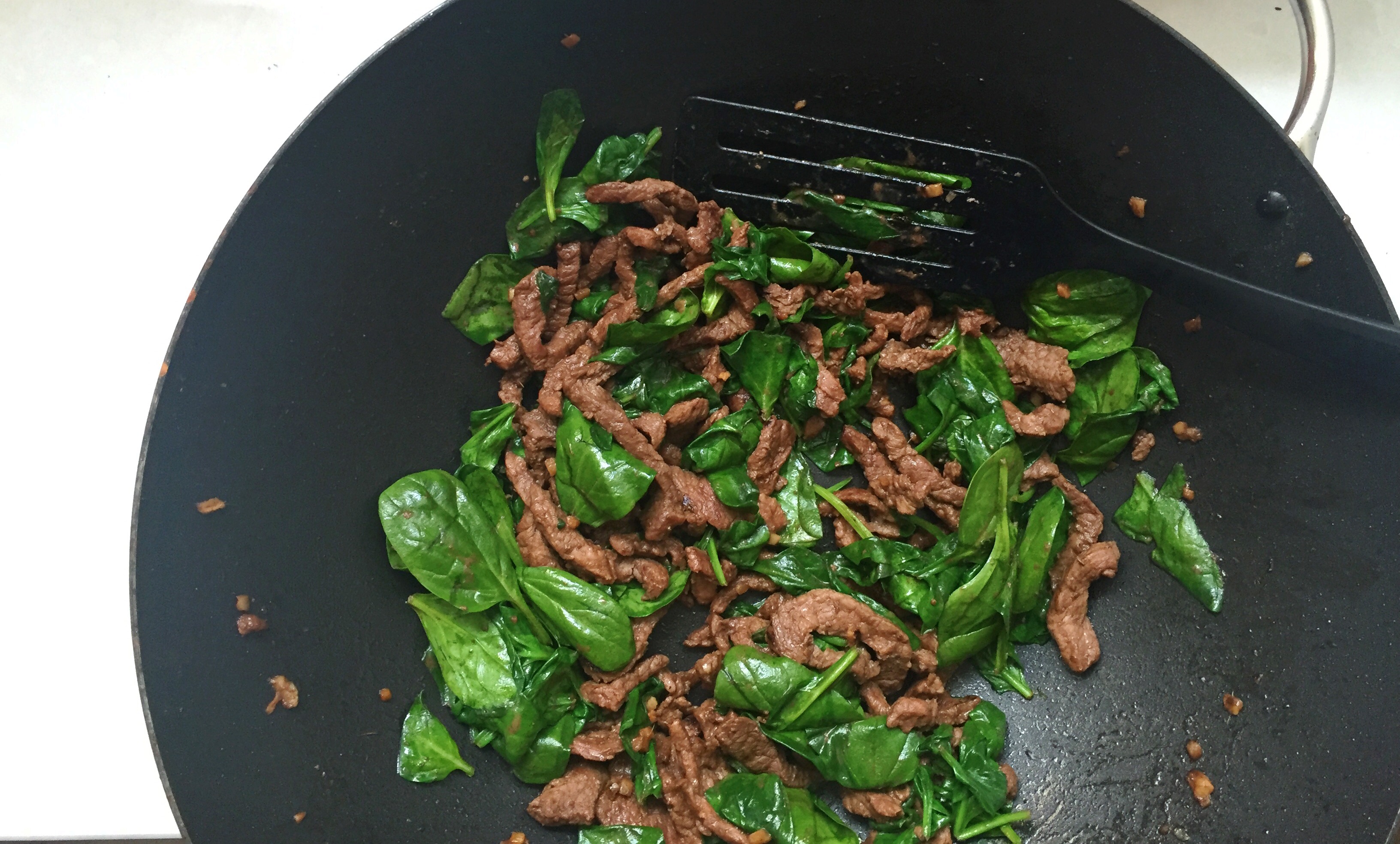 beef & spinach stir fry